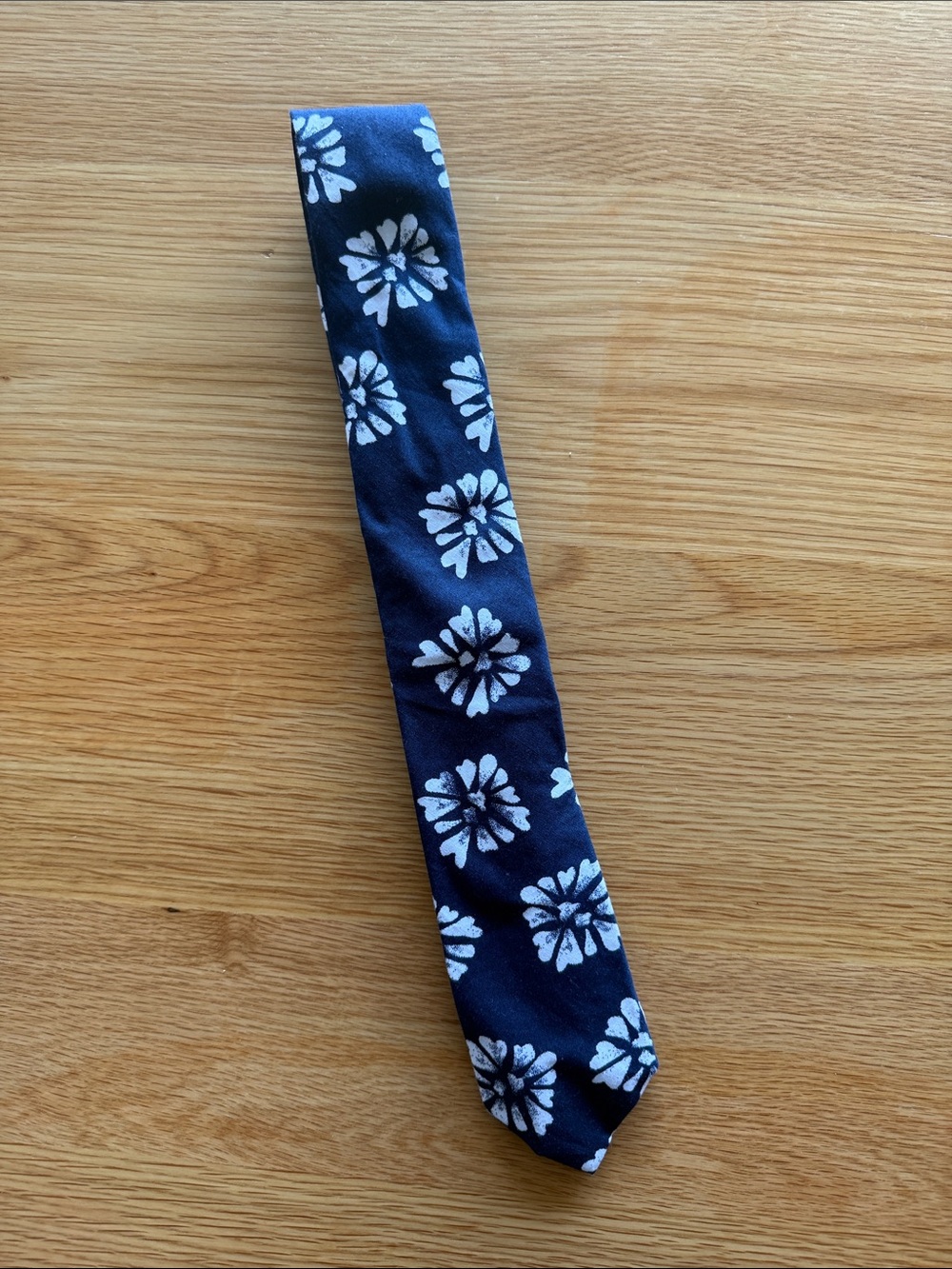Express Navy Tie with White Floral Motif